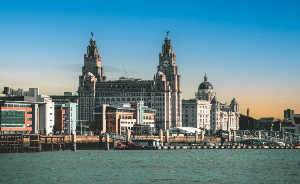 Liverpool city uk iconic skyline